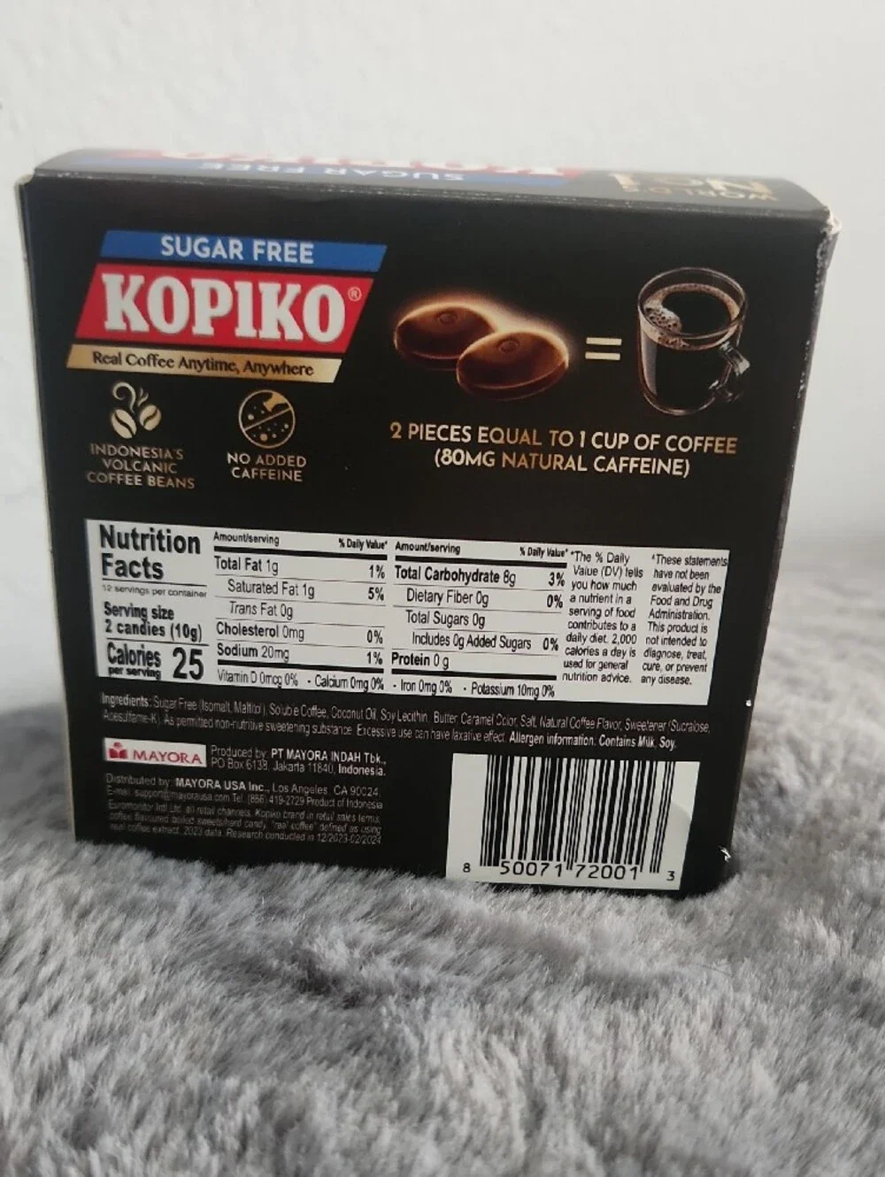 KOPIKO Focus Coffee Sugar Free Candy - Black & Gold Packaging